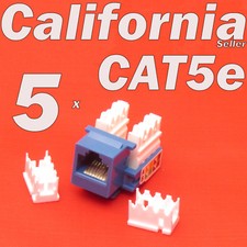 5 Pcs Blue Keystone Jack CAT5e Network Ethernet 110 Style Punch Down 8P8C RJ45