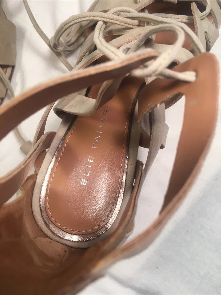 Elie Tahari 36 Fawn suede strappy gladiator open toe sandal heels $152.50 BURANO - Изображение 2 из 4