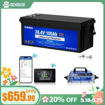 DC HOUSE 36V 100Ah Lithium Battery 200A BMS with 25A Charger Trolling Motor RV