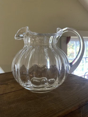 Vintage Tiffany & Co. “Devon” Optic Crystal Pitcher Ruffled Rim Discontinued