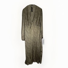 Ladies Leopard Print Green Satin Dress UK 18