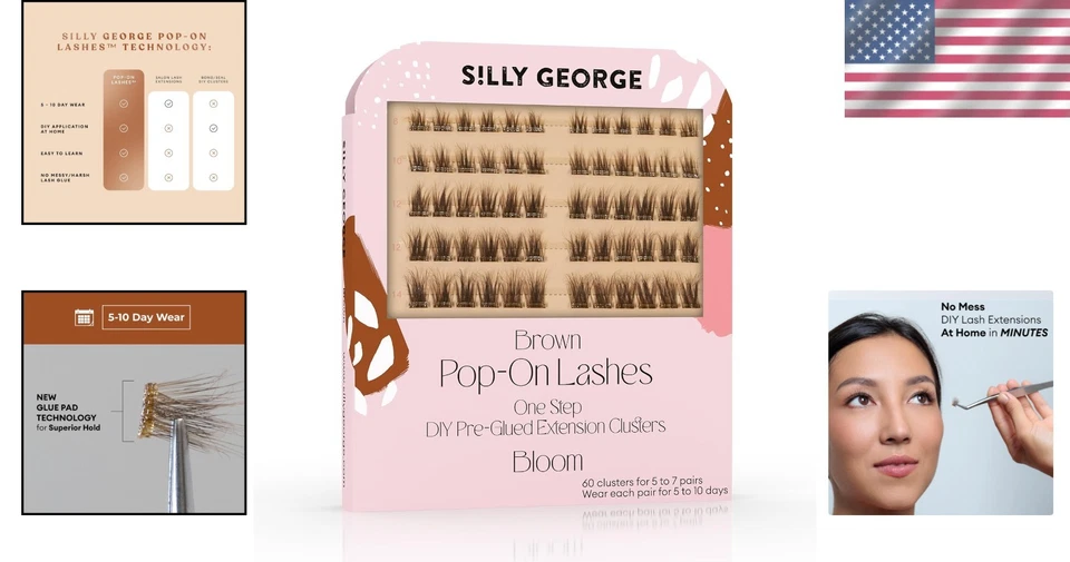 Natural Looking Brown Pop-On Lashes - 5-7 Pairs of Pre-Glued Eyelash Clusters - Image 2 of 4