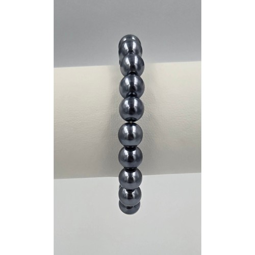 Faux Dark Gray Pearl Stretchy Bracelet - Imagen 2 de 4
