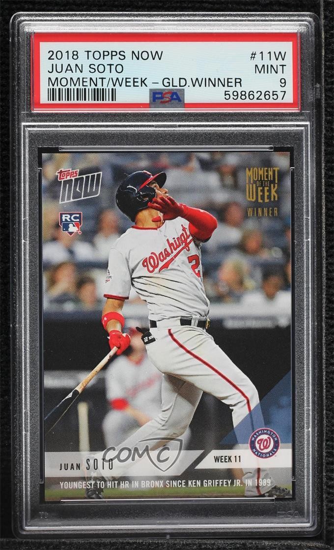 2018 Topps TOPPS NOW MOMENT OF THE WEEK MOMENT/WEEK-GLD.WINNER #11W Juan Soto front
