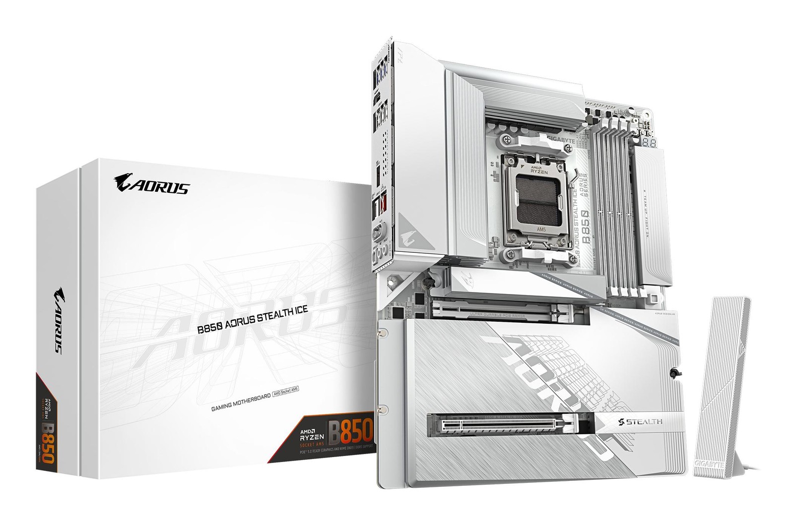 GIGABYTE B850 AORUS STEALTH ICE Motherboard - AMD Ryzen 9000 Series CPUs,