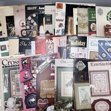30 Vtg Cross Stitch Leaflets Booklets Mini Co...