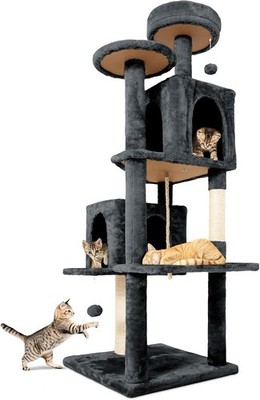 58.5inch Large Cat Tree Tower Condo Indoor Cats Soft Plush Multi-Level Climbing