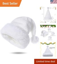 Santa Hats for Adults - White Velvet, Unisex, Christmas Festive Party Accessory