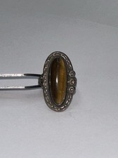 Vintage 925 Sterling Silver Ring With Tiger's Eye Stone