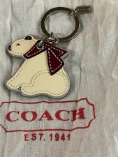 COACH POLAR BEAR with Red Scarf KEYCHAIN Charm in Coach Pouch NEW without tag