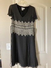NEW Vintage Coldwater Creek 100% Silk Flutter Sleeve Midi Dress Size 12