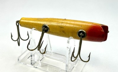 Vintage Creek Chub Wood Darter Lure Yellow Red Black Spot Top