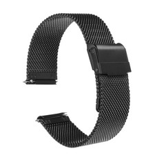 316L Stainless Steel Mesh Watch Band 20mm Quick Release Adjust Strap Black 