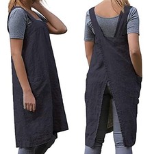 Womens Pinafore Apron Cross Back X-Large Pockets Kitchen Restaurant Coffee Shop