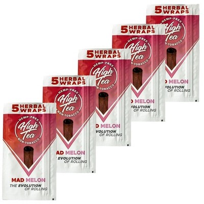 Mad Melon Flavor Self Rolling Herbal Wraps 25 Count Nicotine Free Tea Leaves
