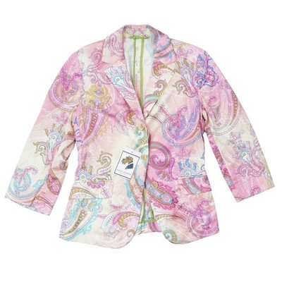 ETRO MILANO Blazer Jacke Gr IT 44 Bolero Baumwolle Paisley Pink Made in Italy