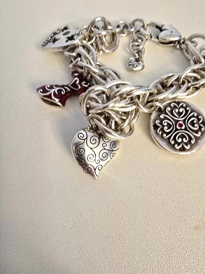 Brighton Go Rojo Corazón Coraje Amor Esperanza Sueño Dije Pulsera Vestido Grueso 8" Foto 3 de 4