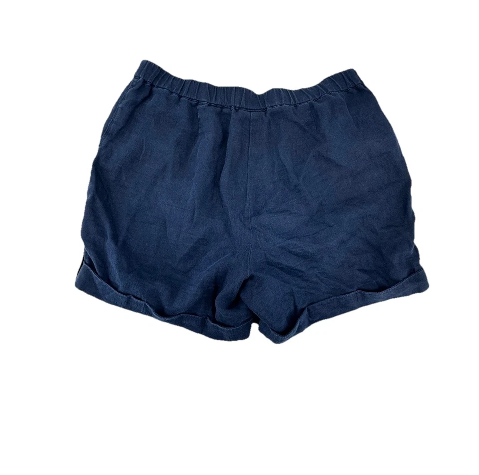 "Pantalones Cortos Pure J. Jill Medianos Pequeños de Lino Azul Marino 6"" Entrepierna S19v" Foto 3 de 4