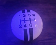 White 6-speed Manual Shift Knob Wtwin Black Rally Stripes Dodge Scat Pack Bee