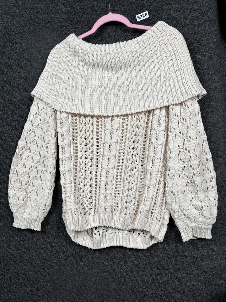 Suéter tejido cuello capucha Umgee para mujer talla M rosa pálido mangas largas pulóver  Foto 2 de 4