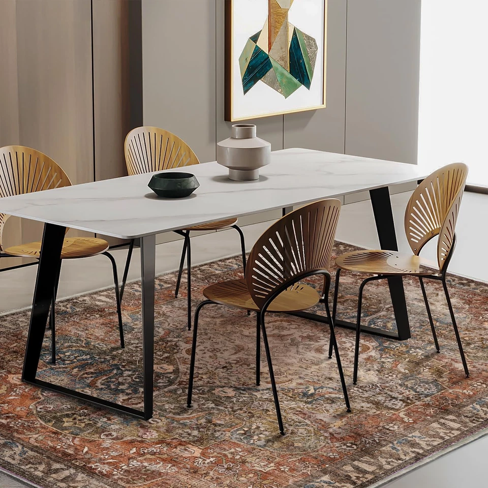 Tapete de área lavável 10'x14' medalhão boho chique design desgastado sem derramamento... - Imagem 3 de 4