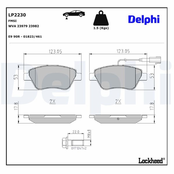 Delphi Bremsbelagsatz Scheibenbremse LP2230 FüR Alfa Fiat Punto EVO Van 199AXZ1A-image