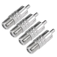 F Type Female to RCA Male Silver Tone RF Coaxial Adapter Connector 4pcs