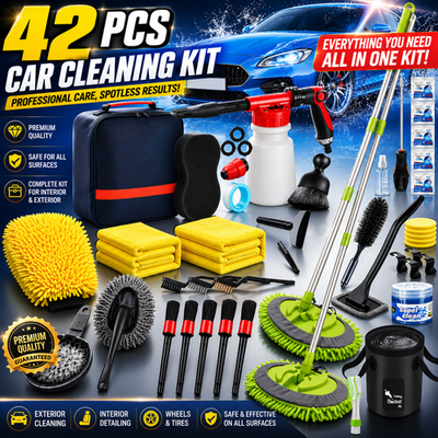 #ad 42Pc Car Wash Detailing Kit Foam Gun Truck SUV RV Wash Brush Bucket Mitt Towels $49.99