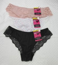 NWT set/3 MAIDENFORM comfort devotion LACE TANGA rose BEIGE WHITE floral BLACK