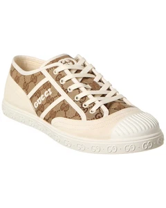Baskets homme Gucci Gg toile et daim marron 6