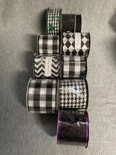 10 Rolls New Black And White Ribbon