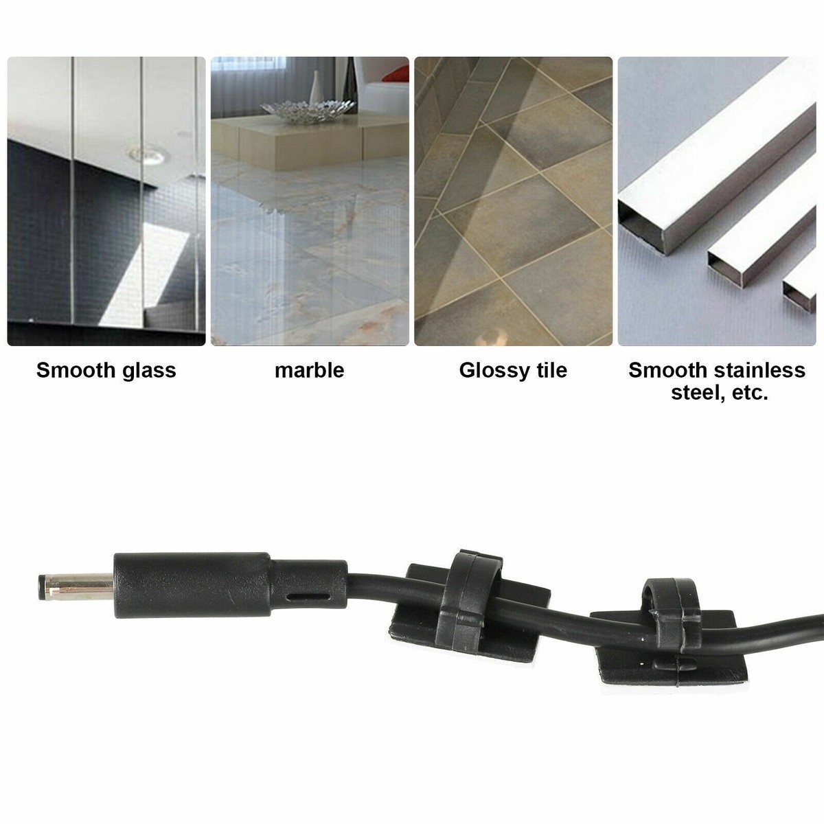 100Pcs Cable Clips Self-Adhesive Cord Management Wire Holder Organizer Clamp US View 5