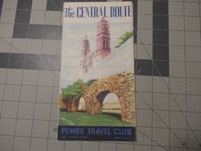The Central Route Mexico Pemex Travel Club Vintage Map