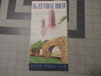 The Central Route Mexico Pemex Travel Club Vintage Map