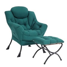 Lazy Chair with Ottoman, Modern Accent Chair Contemporary Lounge Dark Green