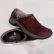Merrell Encore Adams Rainsin Burgundy Suede Clogs Womens 7 J66462