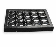 20 Quarter Size Lucite Cups in 8 x 6 x 3/4" USA Riker Display Case Coins Buttons