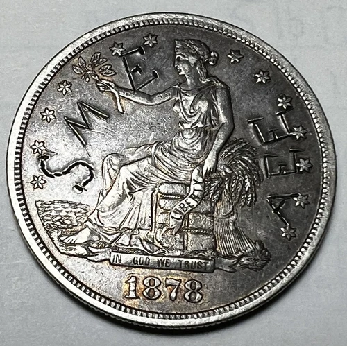 1878-S Trade Dollar XF details, but unfortunately engraved with initials! :(
