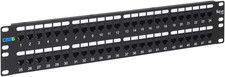 CAT6 Feed-Through Patch Panel, 48 Port, 2U Rackmount, RJ45 Ethernet Patch Panel,