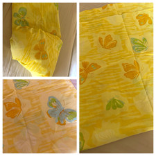 VTG 70's PEQUOT YELLOW W/ BUTTERFLIES FLAT & FITTED SHEET SET SZ FULL