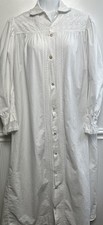 Cottagecore Nightgown White Poplin Cotton L/S Victorian Prairie Button Lace