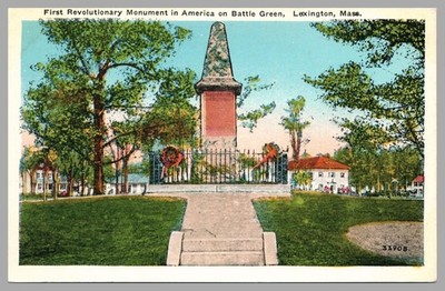 First Revolutionary Monument in America Battle Green Lexington MA c1920 Postcard