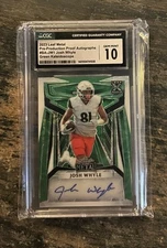 Josh Whyle RC Auto 1/1  CGC 10 Card , 10 Auto. Leaf Pre Production Proof 1/1
