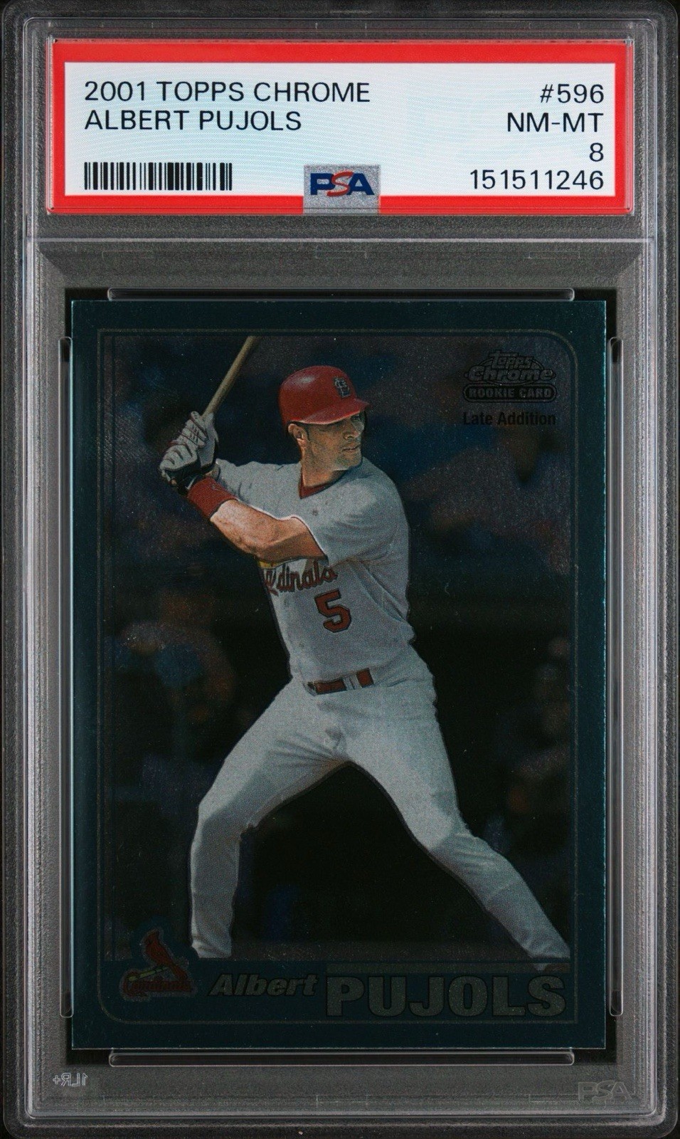 Topps 2001 Chrome Albert Pujols #596 Rookie PSA 8 St. Louis Cardinals