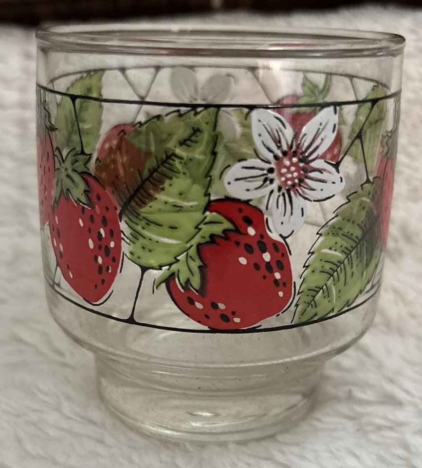 Vintage Strawberries Libbey Hostess Set In Box 9oz Rocks Glasses Set Of 8 - Image 2 of 4