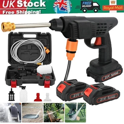 2 Battery Cordless Car High Pressure Washer Jet Water Wash Cleaner Gun Portable