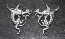DRACHENMENUKI Japanisches Samurai Schwert Dekoration VERSILBERTES PAAR