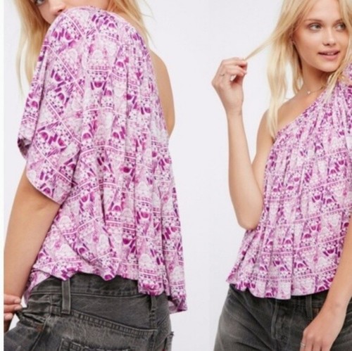Free People Women's Purple Pink Ocean Avenue One Shoulder Top, XS - Picture 6 of 6