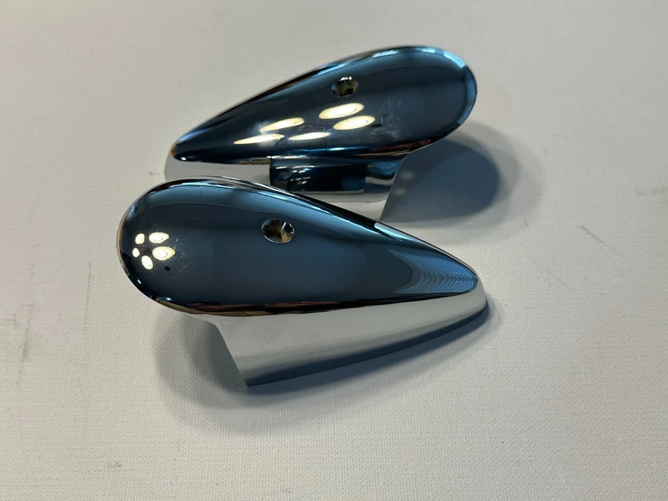 Tampa de luz de seta VW Bug aço cromado 2 peças Volkswagen Beetle 1968-1969 T1 - Imagem 3 de 4