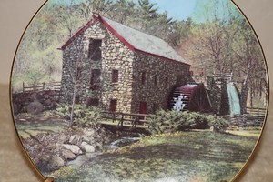 BRADFORD-EXCHANGE-034-Wayside-Inn-Grist-Mill-034-1991-collectible-plate-6303A-w-box